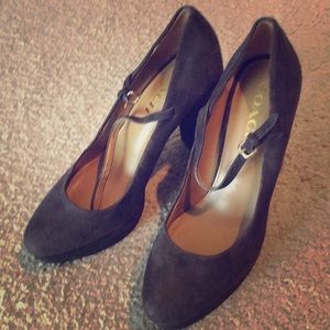 COACH brown suede heels